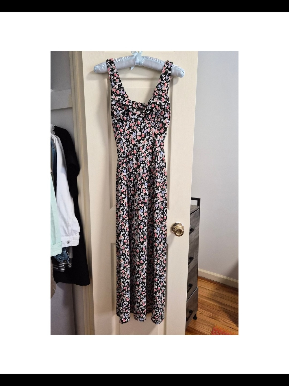 Princess Polly Black Maxi Dress with Pink and White Floral Print
